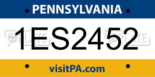 1ES2452 Pennsylvania License Plate