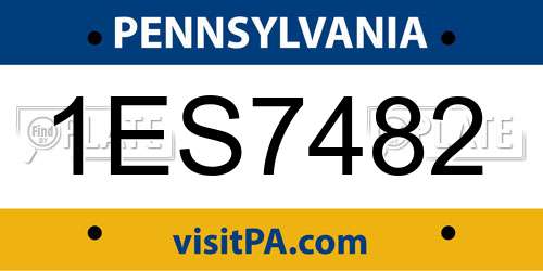 1ES7482 Pennsylvania License Plate