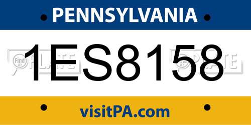 1ES8158 Pennsylvania License Plate