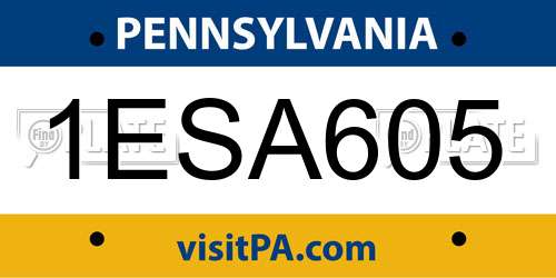 1ESA605 Pennsylvania License Plate