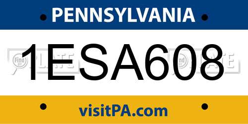 1ESA608 Pennsylvania License Plate