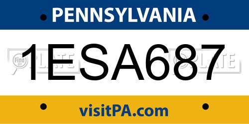 1ESA687 Pennsylvania License Plate