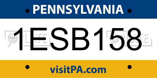 1ESB158 Pennsylvania License Plate