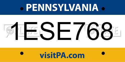 1ESE768 Pennsylvania License Plate
