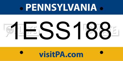 1ESS188 Pennsylvania License Plate