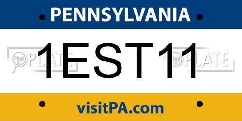 1EST11 Pennsylvania License Plate