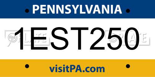1EST250 Pennsylvania License Plate