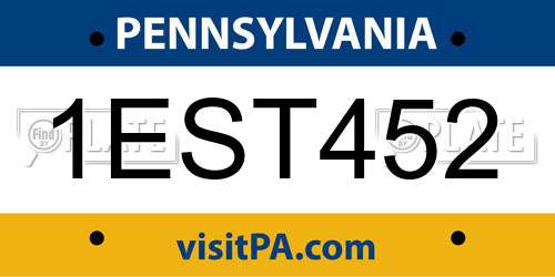 1EST452 Pennsylvania License Plate