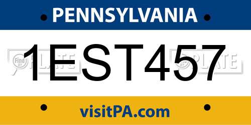 1EST457 Pennsylvania License Plate