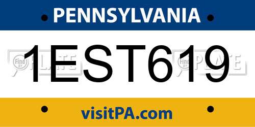 1EST619 Pennsylvania License Plate