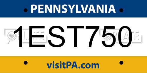 1EST750 Pennsylvania License Plate