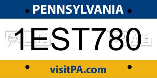 1EST780 Pennsylvania License Plate
