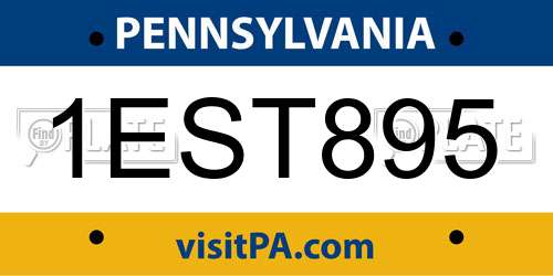1EST895 Pennsylvania License Plate
