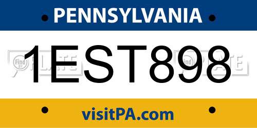 1EST898 Pennsylvania License Plate