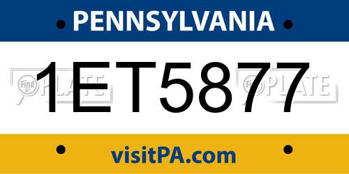 1ET5877 Pennsylvania License Plate