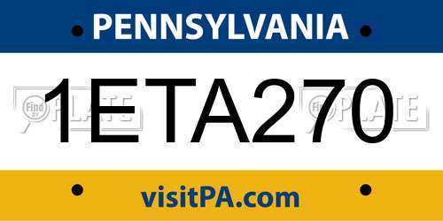 1ETA270 Pennsylvania License Plate