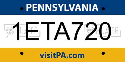 1ETA720 Pennsylvania License Plate