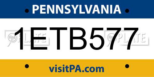 1ETB577 Pennsylvania License Plate