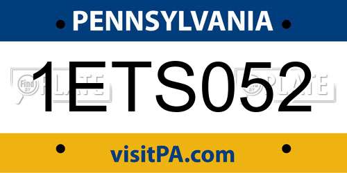 1ETS052 Pennsylvania License Plate