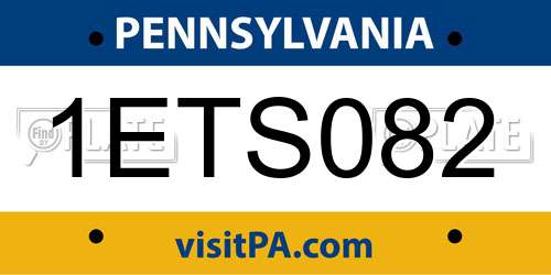 1ETS082 Pennsylvania License Plate