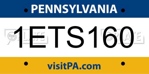 1ETS160 Pennsylvania License Plate