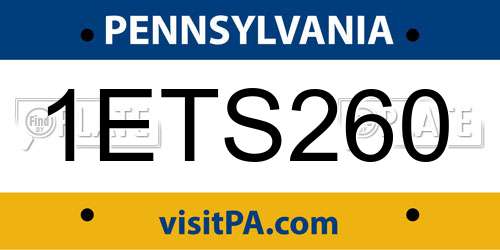 1ETS260 Pennsylvania License Plate
