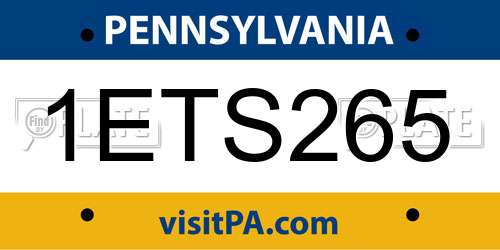 1ETS265 Pennsylvania License Plate