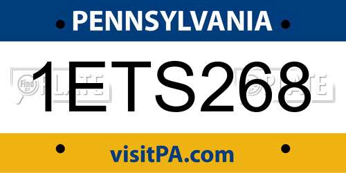 1ETS268 Pennsylvania License Plate