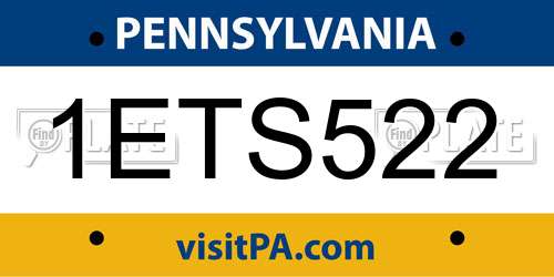 1ETS522 Pennsylvania License Plate