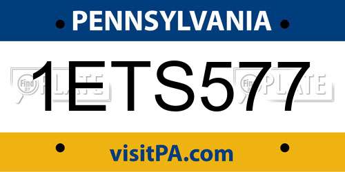 1ETS577 Pennsylvania License Plate