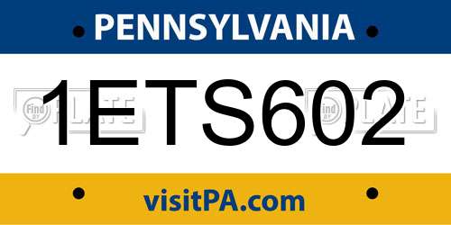 1ETS602 Pennsylvania License Plate