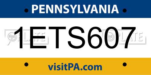 1ETS607 Pennsylvania License Plate