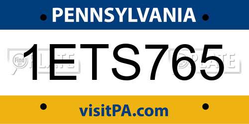 1ETS765 Pennsylvania License Plate
