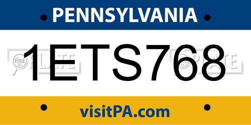 1ETS768 Pennsylvania License Plate
