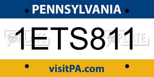 1ETS811 Pennsylvania License Plate