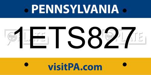 1ETS827 Pennsylvania License Plate