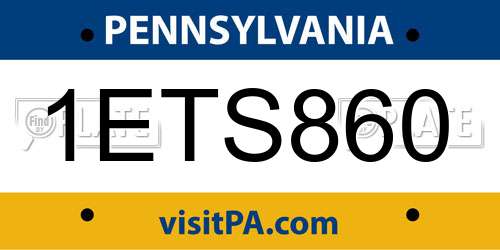 1ETS860 Pennsylvania License Plate