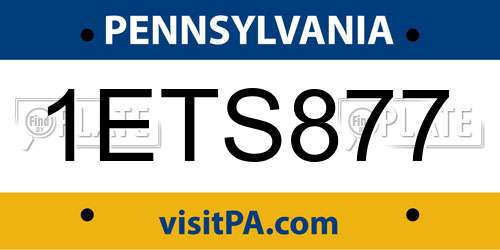 1ETS877 Pennsylvania License Plate