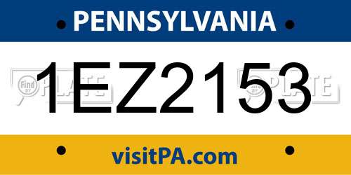 1EZ2153 Pennsylvania License Plate