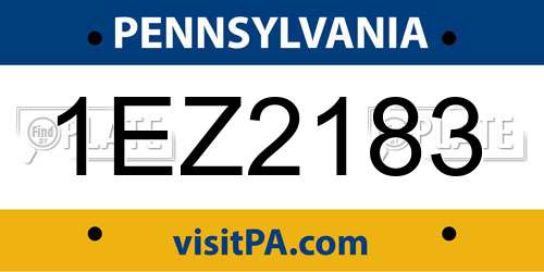 1EZ2183 Pennsylvania License Plate