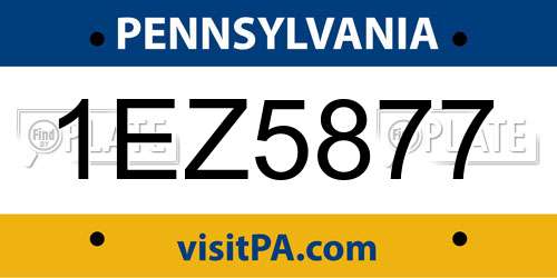 1EZ5877 Pennsylvania License Plate
