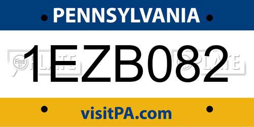 1EZB082 Pennsylvania License Plate