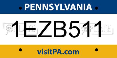 1EZB511 Pennsylvania License Plate