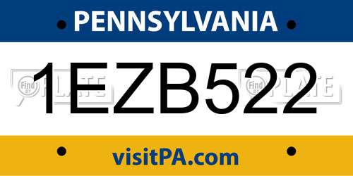 1EZB522 Pennsylvania License Plate