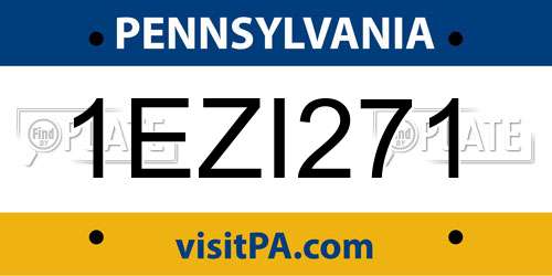 1EZI271 Pennsylvania License Plate