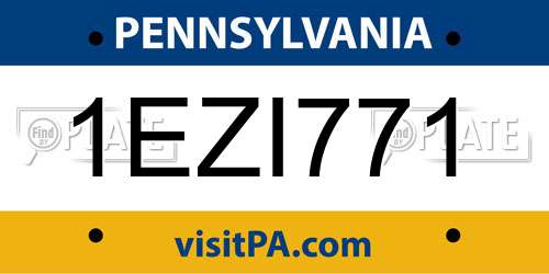 1EZI771 Pennsylvania License Plate