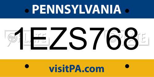 1EZS768 Pennsylvania License Plate