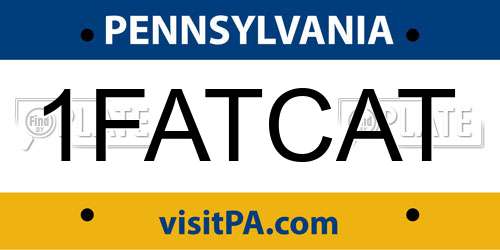 1FATCAT Pennsylvania License Plate
