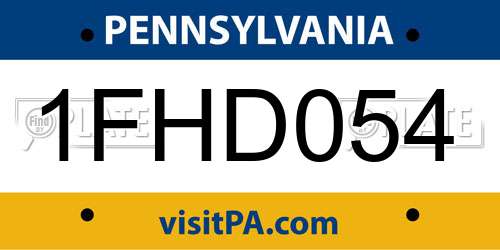 1FHD054 Pennsylvania License Plate