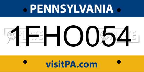 1FHO054 Pennsylvania License Plate